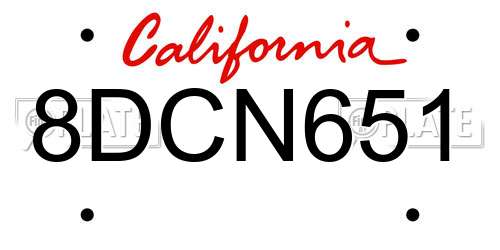 8DCN651 California License Plate