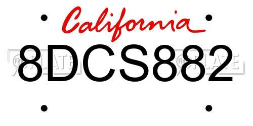8DCS882 California License Plate
