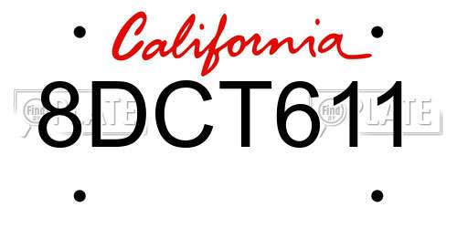 8DCT611 California License Plate