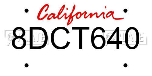 8DCT640 California License Plate