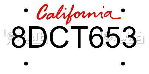 8DCT653 California License Plate