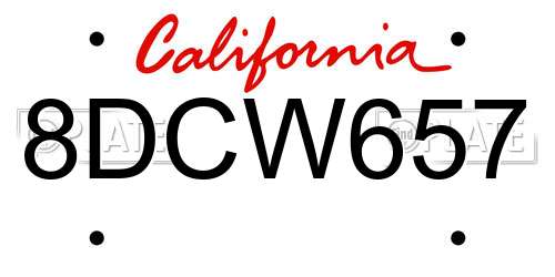 8DCW657 California License Plate