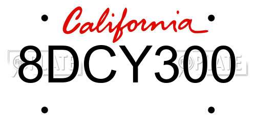 8DCY300 California License Plate