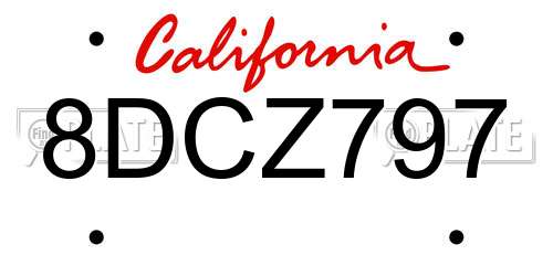 8DCZ797 California License Plate