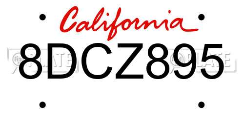 8DCZ895 California License Plate