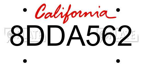 8DDA562 California License Plate