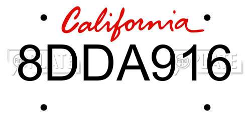 8DDA916 California License Plate