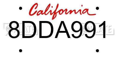 8DDA991 California License Plate