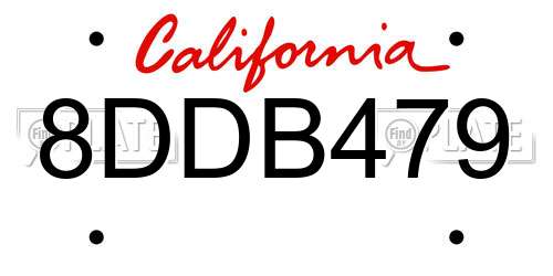8DDB479 California License Plate