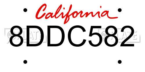 8DDC582 California License Plate