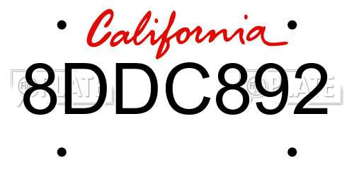 8DDC892 California License Plate