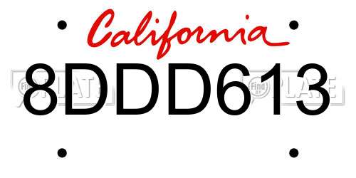 8DDD613 California License Plate