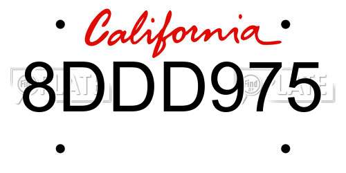 8DDD975 California License Plate