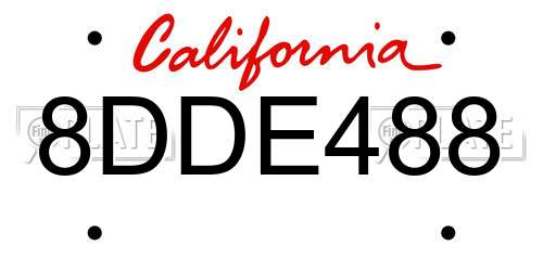 8DDE488 California License Plate