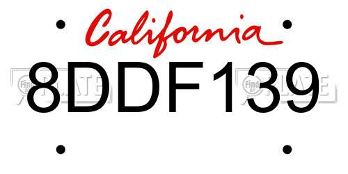 8DDF139 California License Plate