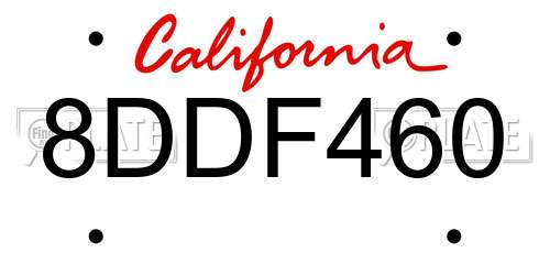 8DDF460 California License Plate