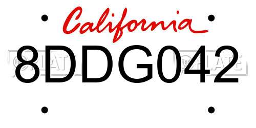 8DDG042 California License Plate