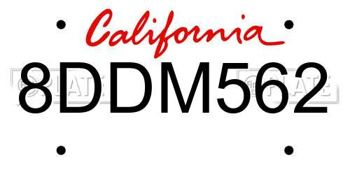 8DDM562 California License Plate