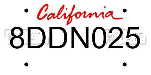 8DDN025 California License Plate