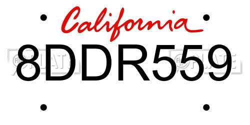 8DDR559 California License Plate