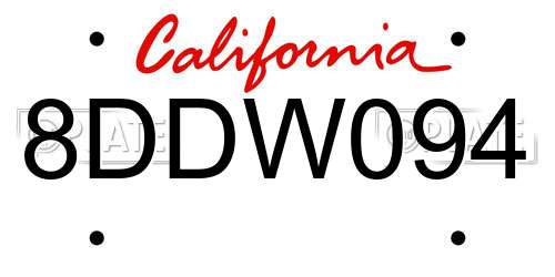 8DDW094 California License Plate