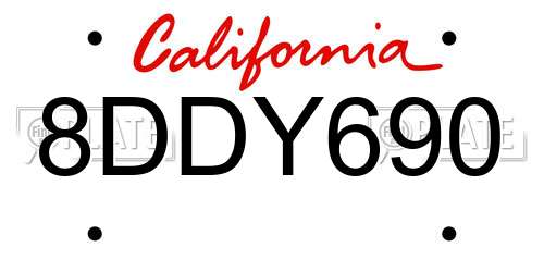 8DDY690 California License Plate