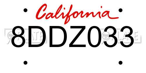8DDZ033 California License Plate