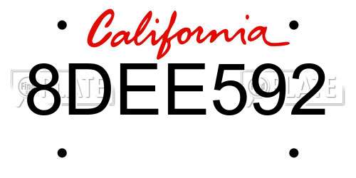 8DEE592 California License Plate