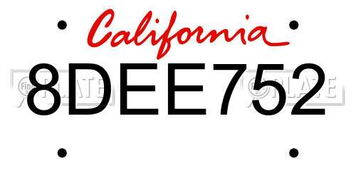 8DEE752 California License Plate