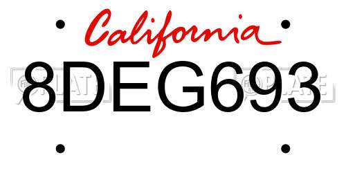 8DEG693 California License Plate