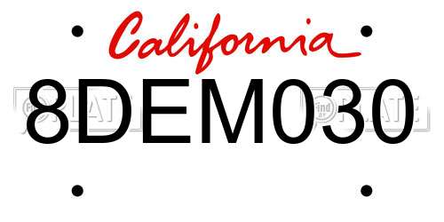 8DEM030 California License Plate