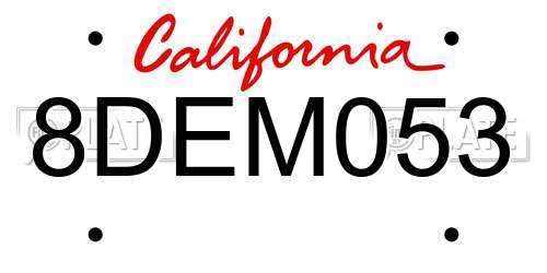 8DEM053 California License Plate