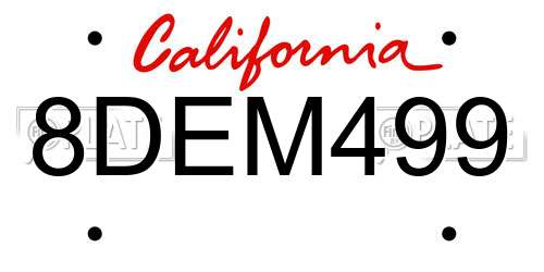 8DEM499 California License Plate