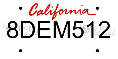 8DEM512 California License Plate