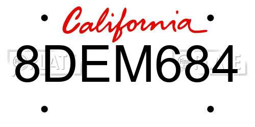 8DEM684 California License Plate
