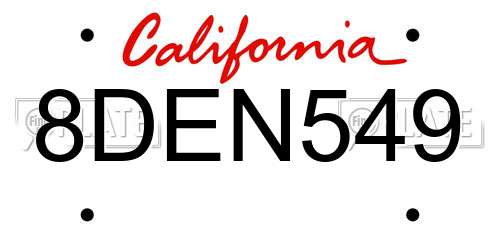 8DEN549 California License Plate