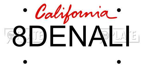 8DENALI California License Plate