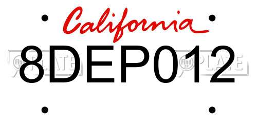 8DEP012 California License Plate