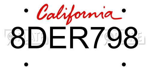 8DER798 California License Plate