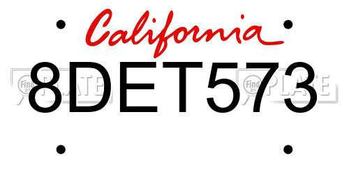 8DET573 California License Plate