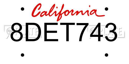 8DET743 California License Plate