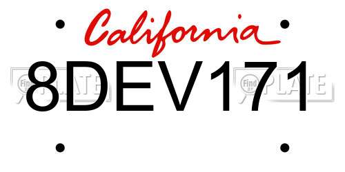 8DEV171 California License Plate