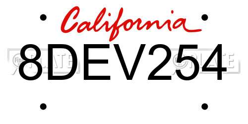 8DEV254 California License Plate