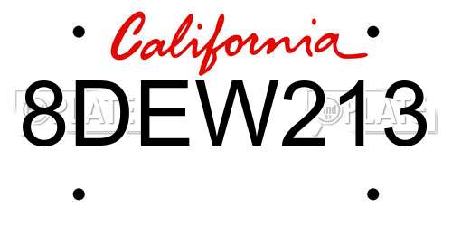 8DEW213 California License Plate