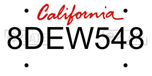 8DEW548 California License Plate