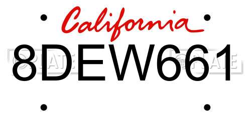 8DEW661 California License Plate