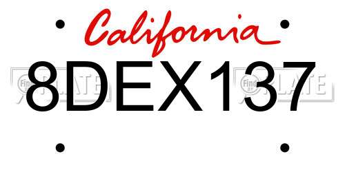 8DEX137 California License Plate