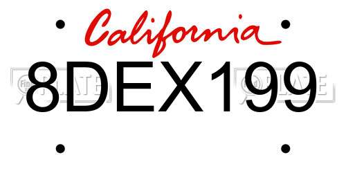 8DEX199 California License Plate