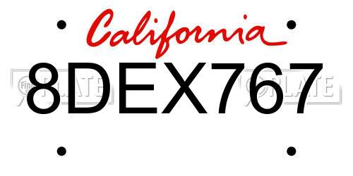 8DEX767 California License Plate
