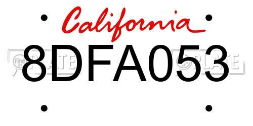 8DFA053 California License Plate